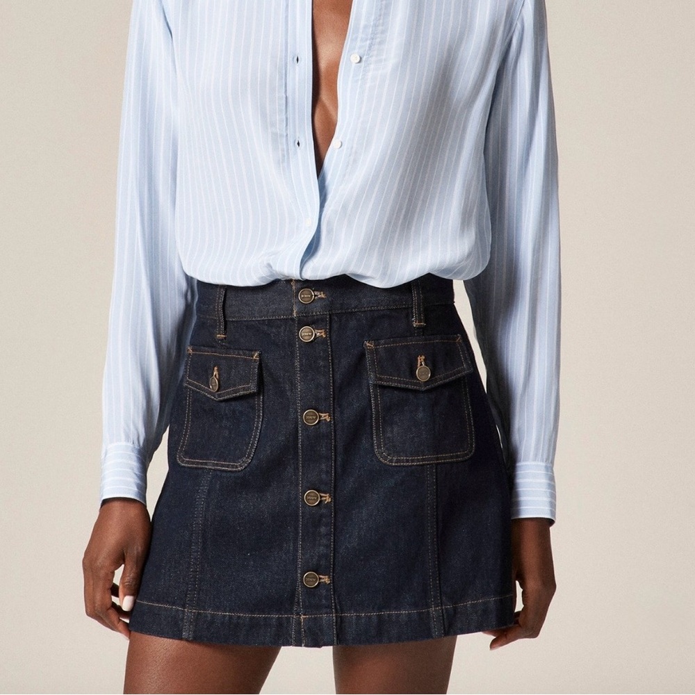 J.Crew Women’s Patch-pocket denim mini skirt in Rinse wash Size 12 Tall